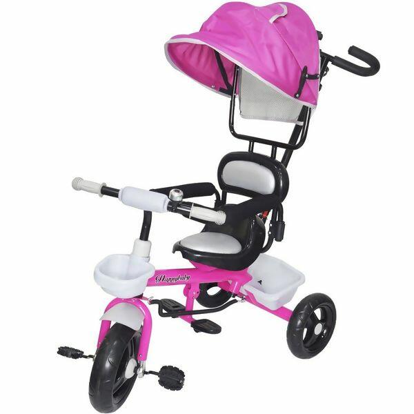 Triciclo Infantil com Capota Rosa Importway (084)