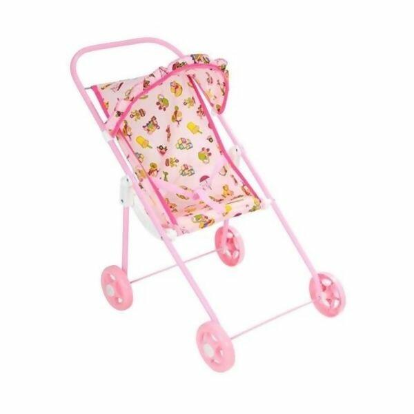 Carrinho de Boneca Simples Rosa - Estampas Sortidas (B6)