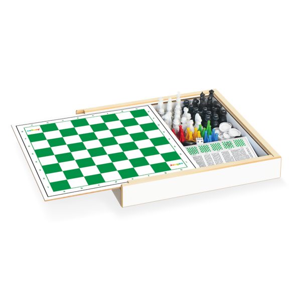 Jogo 4 em 1 - Xadrez, Ludo, Damas e Trilha em Madeira Junges