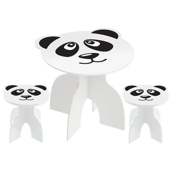 Mesa com Banquinhos Animalkids Panda  em Madeira Junges