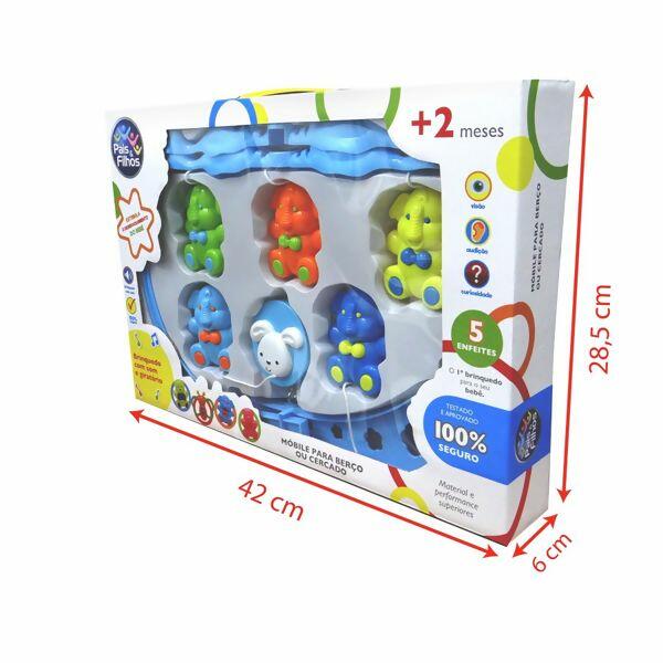 Móbile para Berço com 5 Enfeites Elefantes Azul (7800)