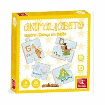 Quebra Cabeça Animalfabeto em Inglês 26 Peças - Brincadeira de Criança (8122)