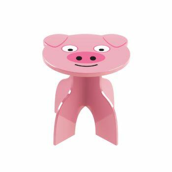 Banquinho Animalkids Pig em Madeira Junges