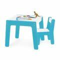 Conjunto de Mesa + Cadeira Infantil Azul em Madeira Junges