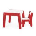 Conjunto de Mesa + Cadeira Infantil Vermelha em Madeira Junges