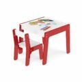 Conjunto de Mesa + Cadeira Infantil Vermelha em Madeira Junges